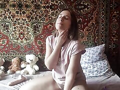 Anastasia Mistress with sex toys dildo and masturbate wet grinding hairy pussy orgasm
