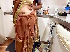 Indian Couple Romance In The Kitchen - Saree Sex - Saree Lifted Up Ass Spanked Boobs Press