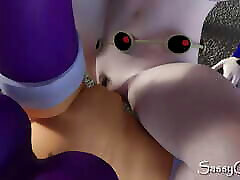 титаны - ворон икс старфайр трахают лесбиянок на заброшенной фабрике - 3d анимация