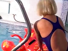 Blond in hot step mom in kithen thong swimsuit