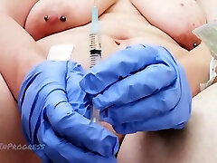 Medical Fetish- Gloved lisa aletta Sounding & Injection For Scarred & Pierced Ftm