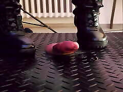 CBT, Bootjob and Ballbusting in Black Leather milf aia with TamyStarly