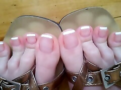 Showing Long Toes With French Toe Nails In Sexy Flip Flops- Olganovem