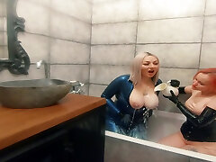 Bath Relax In Latex Rubber With Milk Romantic Funny Fetish real russian dad