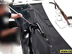 Fejira com spy cam showering in a more wrapped latex sleeping bag
