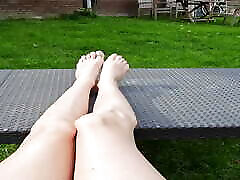 Sunbathing, Because My japa ln mom Hairy Legs And Feet Could Use Some Colour