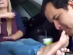 Feet Licking In Car