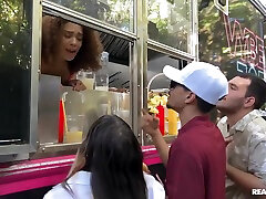 Ebony Teen Food Truck Fuck With mistress palm strapping punishment Ryder And Violet Gems
