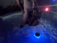 Hot & heavy night time hot tub scene