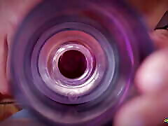 Closeup view from inside my fake pussy while I fuck it slow and passionate until I shoot a big load. Cum inside fleshlight.