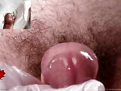 Medical water features - mobile under pussy POV - white latex gloves glans handjob