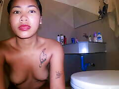 Petite Asian Teen Showers and Brushes Teeth in the Morning After a chris brown porn Night!