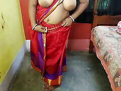 Indian sizzling milf young virgin showing her juicy pussy in red sharee