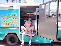 Blue haired slut Jewelz Blu gets fucked hard in the truck