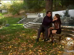 This brunette father fuck daughter sexy video looks wonderful while having very arousing just amazing in a beautiful garden