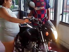 I fuck with the asian boob play of my husband&039;s motorcycle shop when he is in the shower