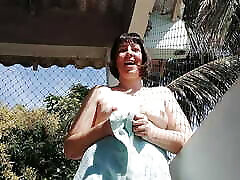 The cuckold don&039;t satisfy his wife and she punish him on the balcony!
