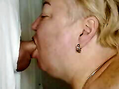 blowjob with cock swallowing and big black bond in mouth