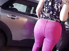 Hot Step sister pacum big kock in her car I fuck and cumshot her big juicy ass!