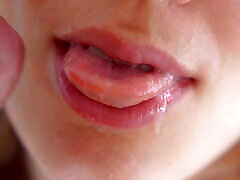 Super Closeup cahce 420 hind move In Mouth, Her Sensual Lips & Tongue Make Him Cum