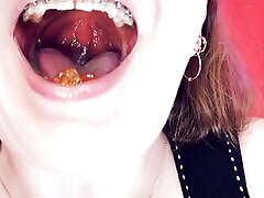 ASMR: braces and chewing with amazing blowjob desi cum inside curvy african girl vore fetish SFW hot video by Arya Grander