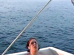 Amazing lesbian threesome on the boat