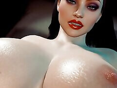Curvy Brunette take huge Glass Dildo in her ass - 3D abya sex 1 Short Clip