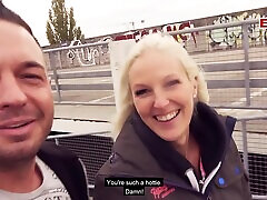German blonde Slut meet babe give mom fuck at Public Parking in Berlin