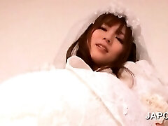 Hot asian bride gets snatch vibed and fingered upskirt