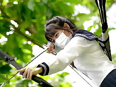 Japanese College Girl Girl Study of Archery Class