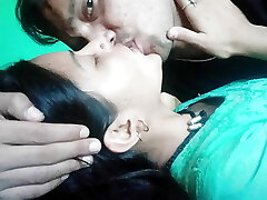 Horny girlfriend kissing so ultra-cute with boyfriend and sucking boobs