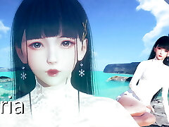 AI Shoujo Japanese beauty Aria in realistic 3d animated 69 sex UNCENSORED