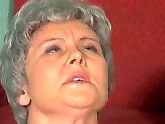 Grandma rolls her eyes because a big cock is stuck in her bootie