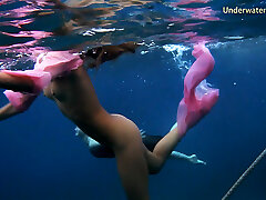 Monica in the pool and girls in the river