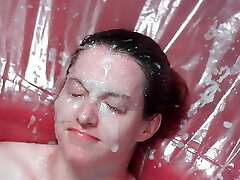 Not enough guys for a mass ejaculation so she lets me blast her with the next best thing