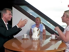 German swinger couple seduces large boobs mature housewife