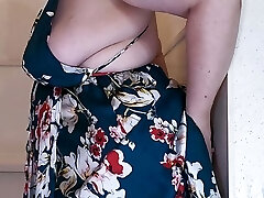Taracarrider Long Dress Panythose Takes Dildo Stuck to Wall in Backside