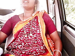 Telugu step mom car sex lengthy drive for sex with step son, telugu messy talks.
