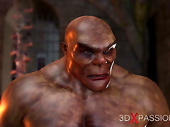 Cruel orcs romps hard a nubile girl in the dark dungeon