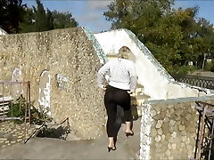 Walk in transparent leggings-Succulent ass in public