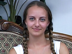 First time nude in front of the camera and the pussy is already smacking