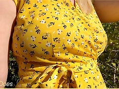 Wifey heads out in a super-cute summer sundress braless and looks amazing with her blonde hair.