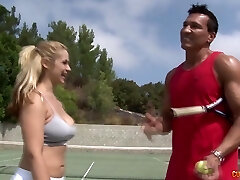 Pale busty blonde makes her humungous bubble ass bounce on mighty fat cock