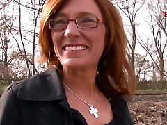 German senior housewife approached on the street for sex casting