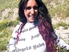 German car blowjob from a big tits biotch on the side of the road