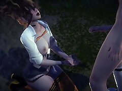 Manga Porn Uncensored - Hermi Blowjob and pummeled in a park at night