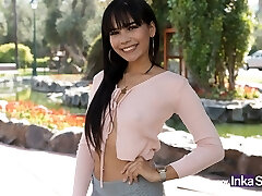 Diminutive Venezuelan chick is caught by young Peruvian with big cock