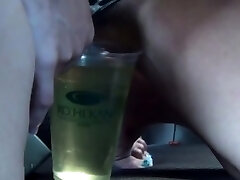 Heeled asian pees in truck