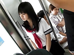 Public Gangbang in Bus - Japanese Teen get Pummeled by many old Guys
