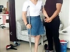 Sexy RAK Amputee Wife attempts High Heels